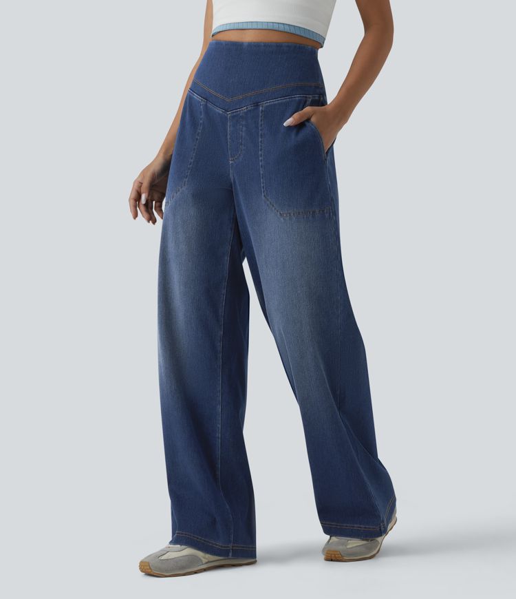 Halara Flex™ Baggy Jeans mit hohem Bund, Bauchkontrolle und Taschen