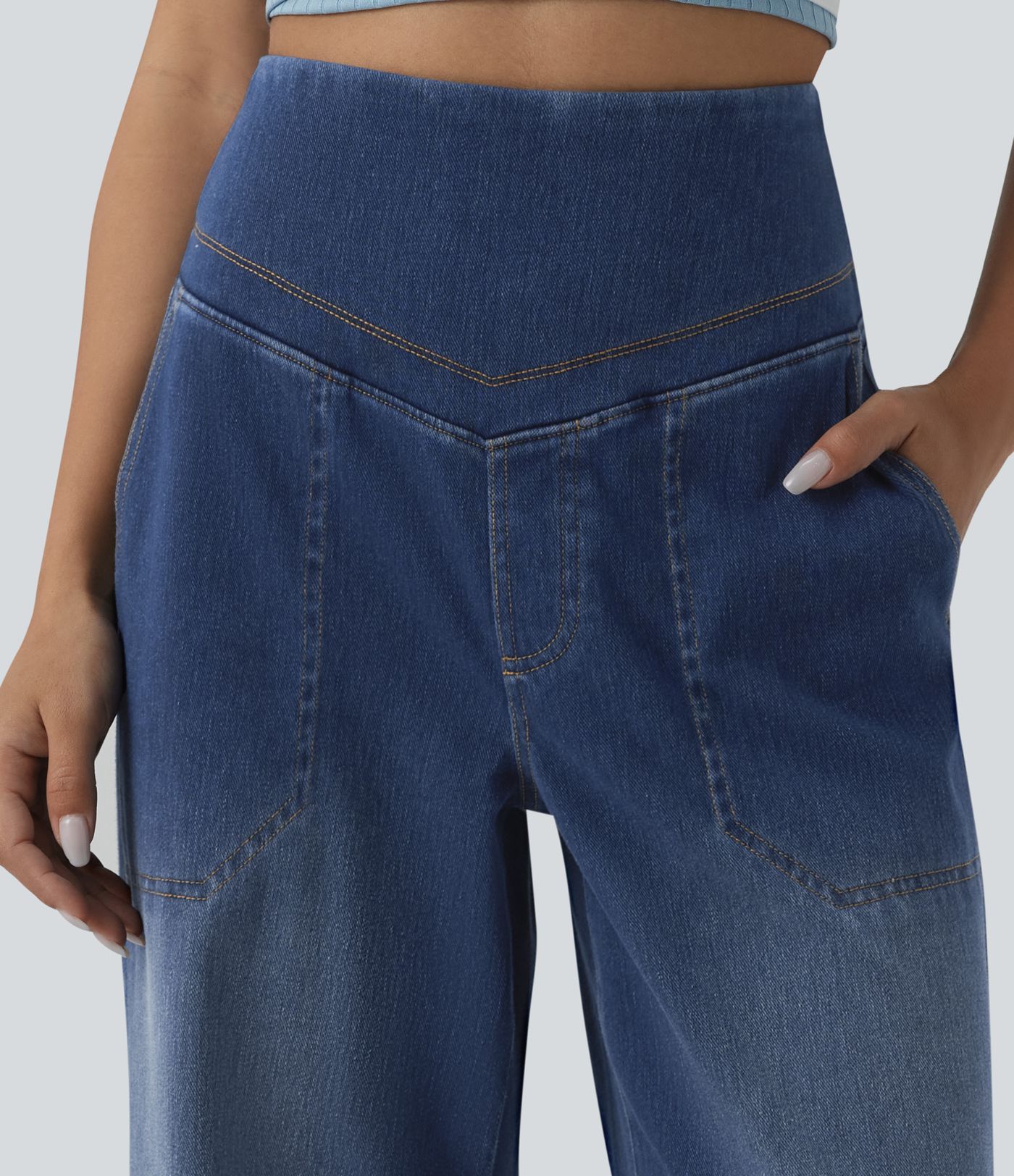 Halara Flex™ Baggy Jeans mit hohem Bund, Bauchkontrolle und Taschen