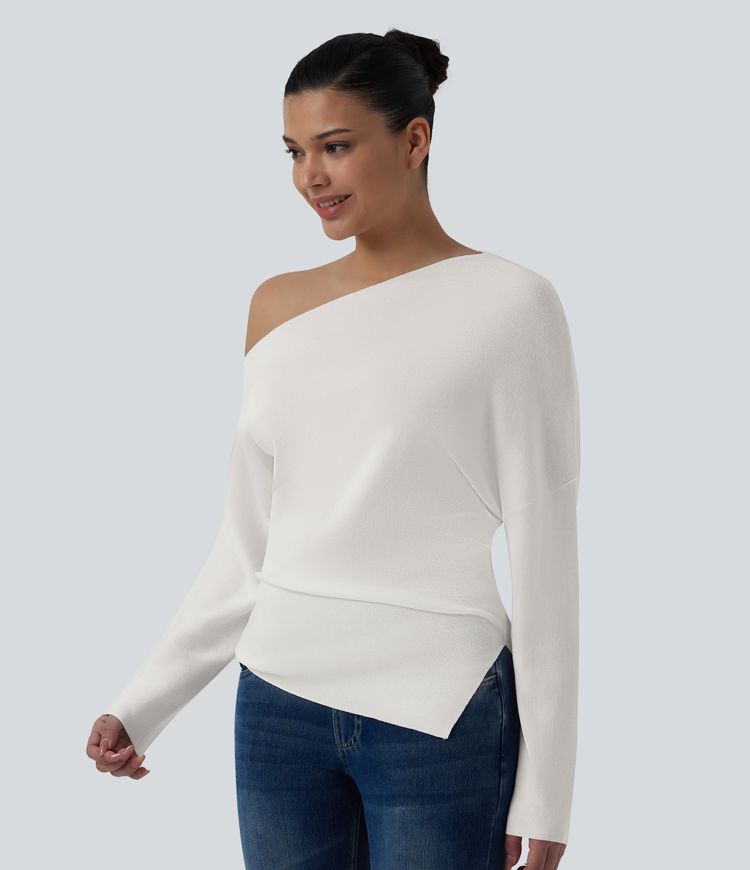 One Shoulder Long Sleeve Casual Sweater