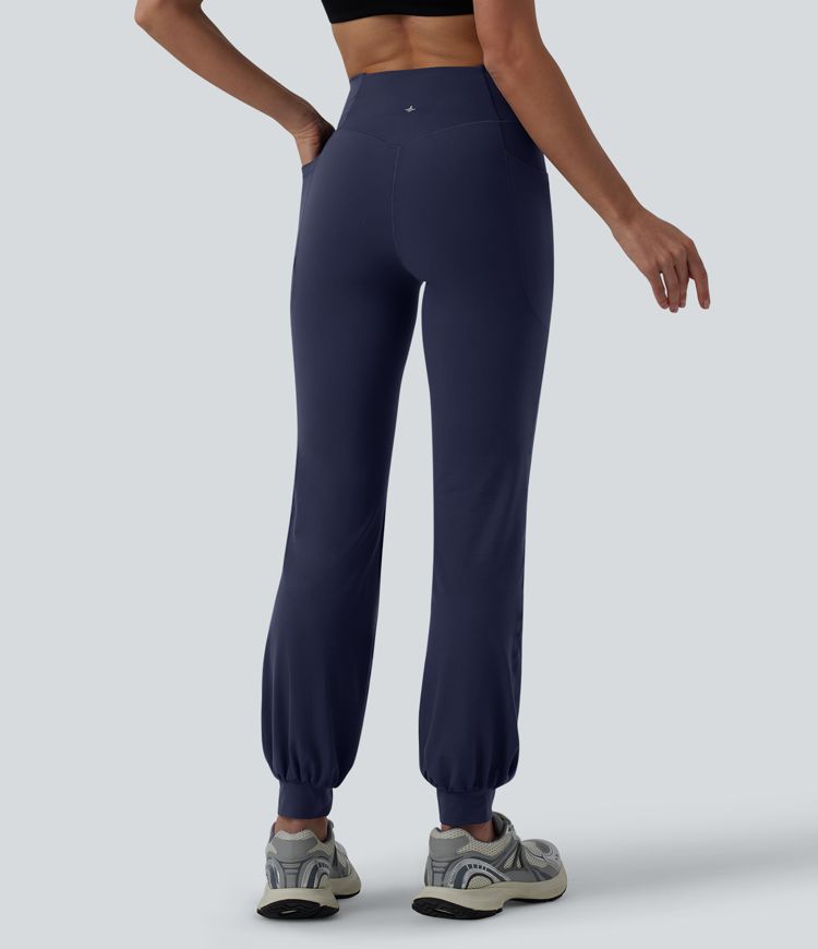 SoftlyZero™ High Waisted Crossover Dance Joggers with Pockets-UPF50+ SoftlyZero™ High Waisted Crossover Dance Joggers with Pockets-UPF50+