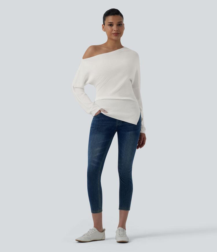 One Shoulder Long Sleeve Casual Sweater