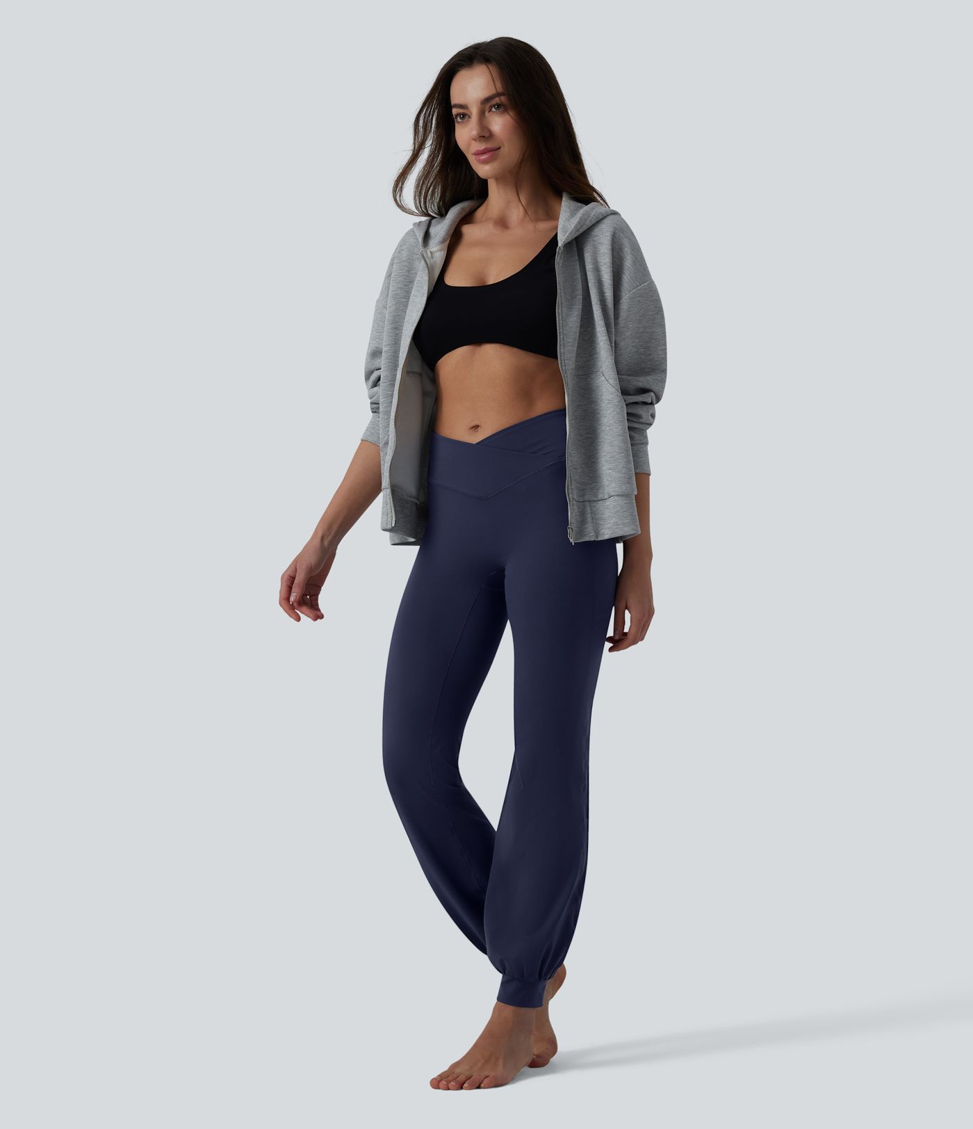 SoftlyZero™ High Waisted Crossover Dance Joggers with Pockets-UPF50+ SoftlyZero™ High Waisted Crossover Dance Joggers with Pockets-UPF50+