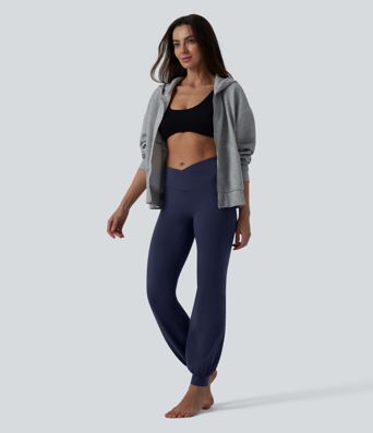 SoftlyZero™ High Waisted Crossover Dance Joggers with Pockets-UPF50+ SoftlyZero™ High Waisted Crossover Dance Joggers with Pockets-UPF50+