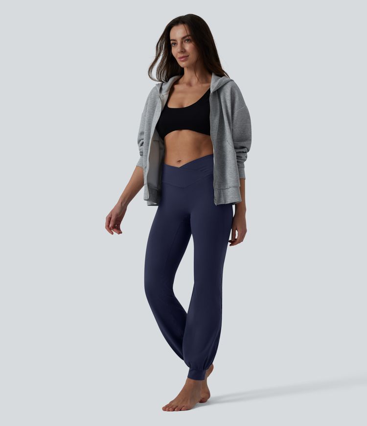 SoftlyZero™ High Waisted Crossover Dance Joggers with Pockets-UPF50+ SoftlyZero™ High Waisted Crossover Dance Joggers with Pockets-UPF50+