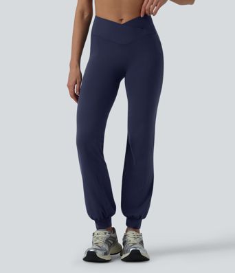 SoftlyZero™ High Waisted Crossover Dance Joggers with Pockets-UPF50+ SoftlyZero™ High Waisted Crossover Dance Joggers with Pockets-UPF50+