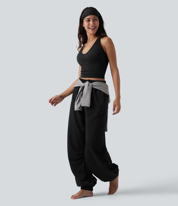 OneForm Seamless Flow Crisscross Backless Deep V-neck Cropped Built-in Bra Yoga Tank Top