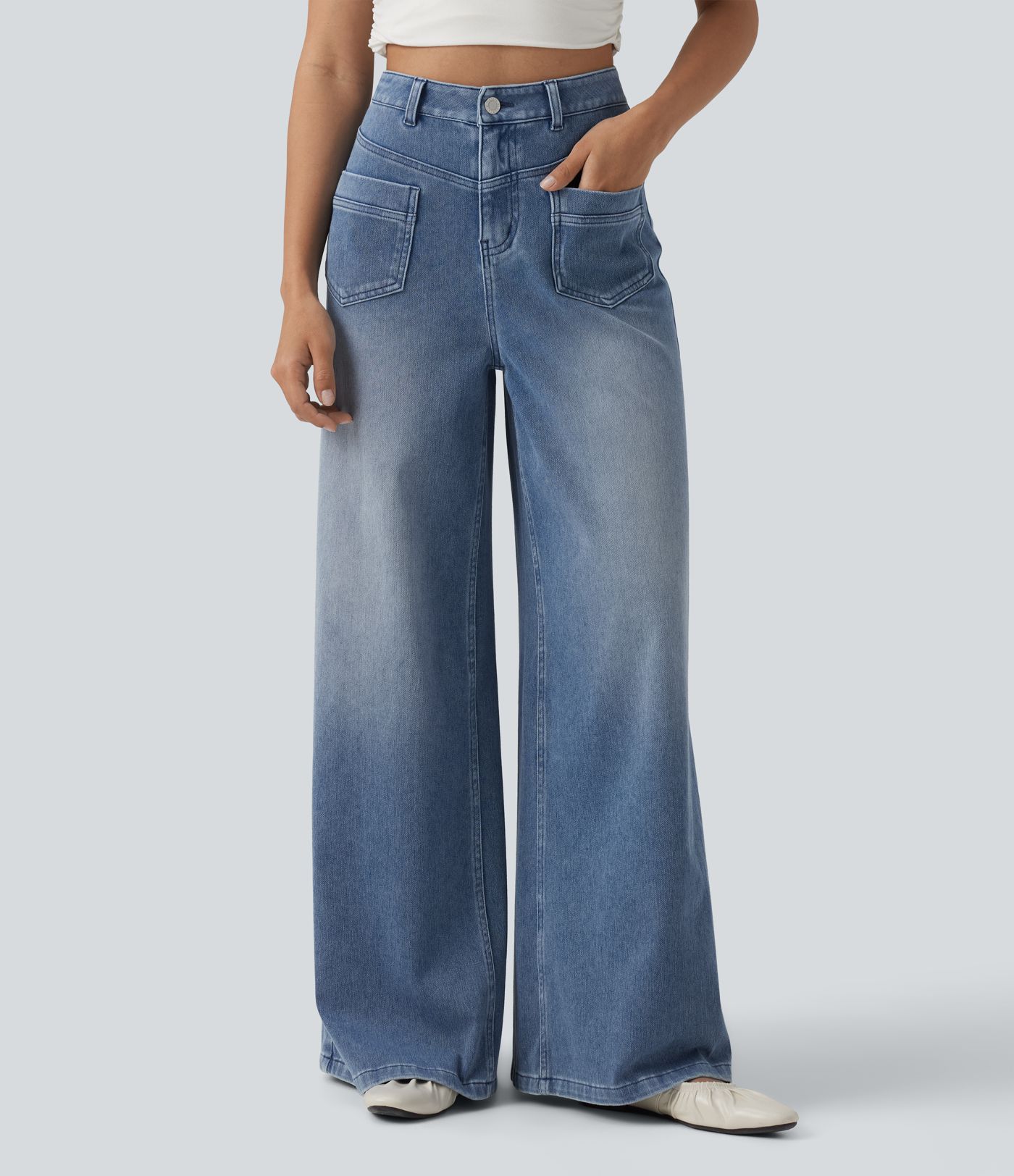 Halara Flex™ Mid Rise Casual Baggy Jeans with Pockets