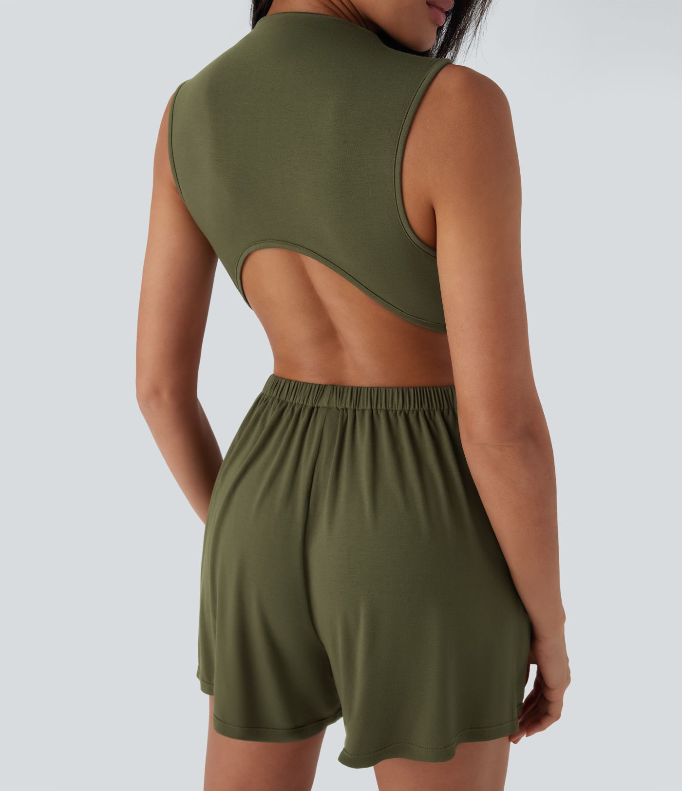 Mock-Neck Sleeveless Casual Jumpsuit with Pockets-Easy Peezy