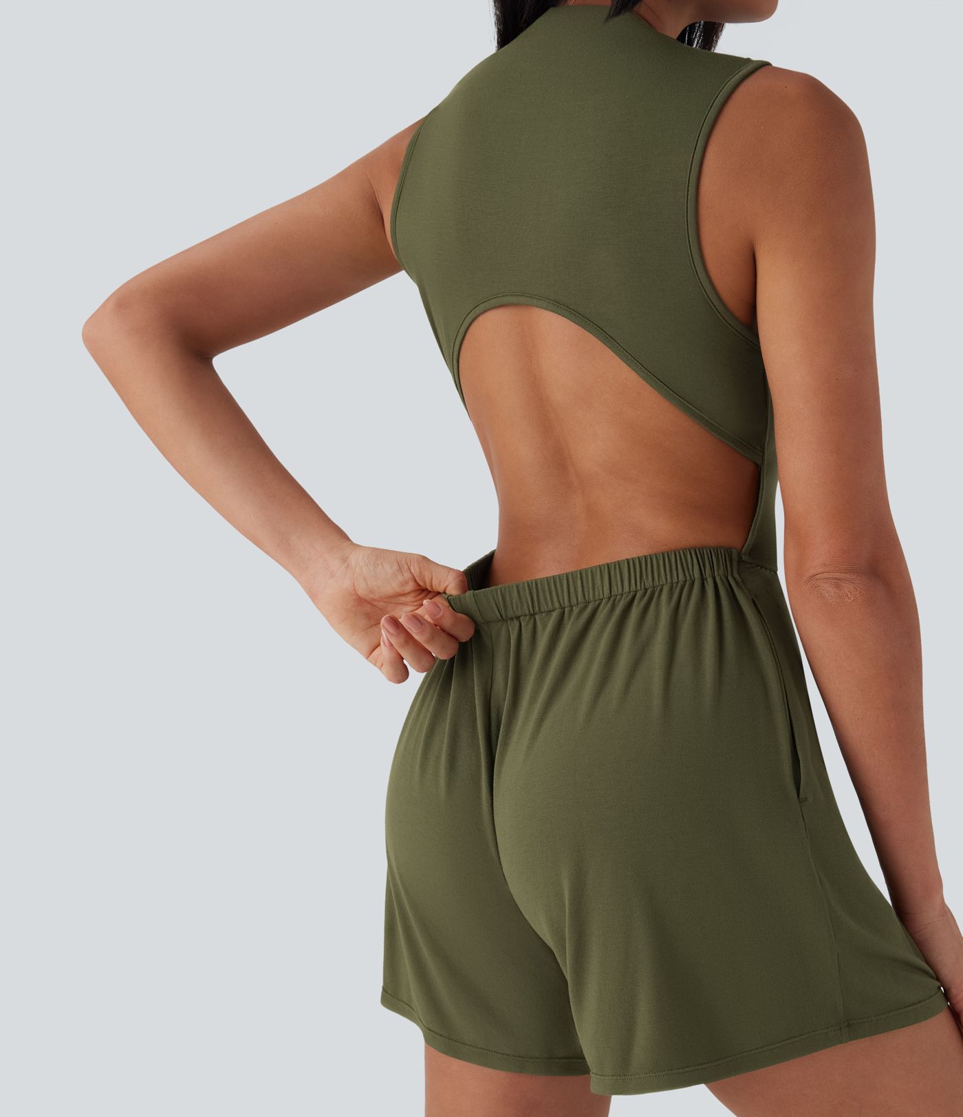 Mock-Neck Sleeveless Casual Jumpsuit with Pockets-Easy Peezy