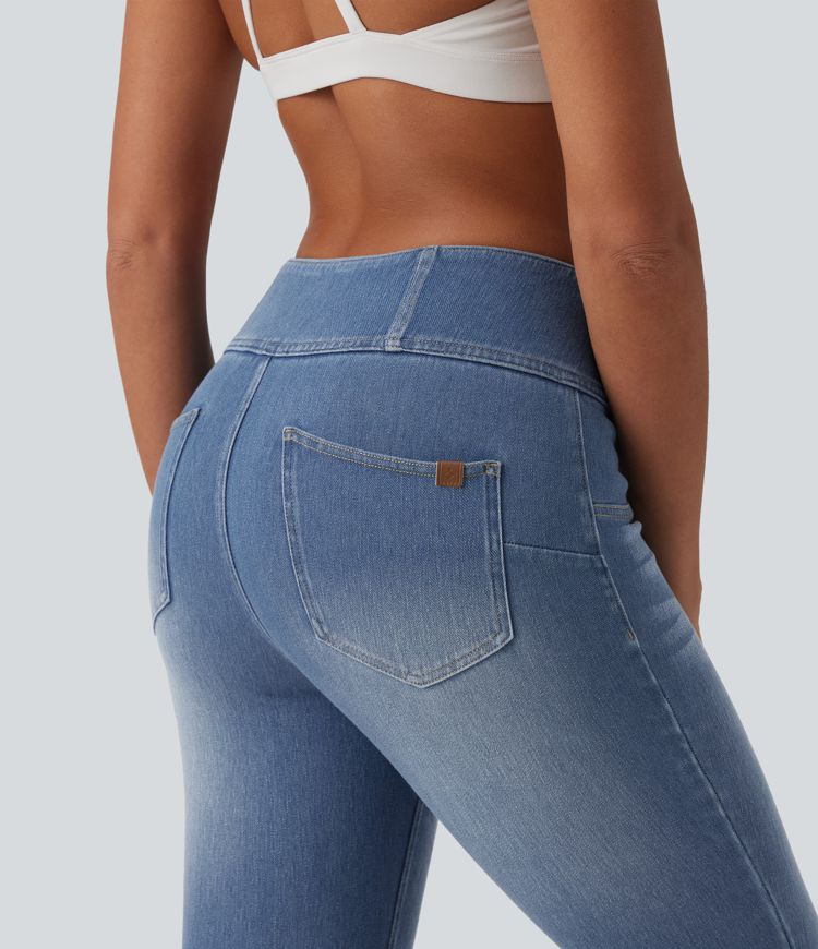 Halara Flex™ Mid Rise Zipper Tummy Control Casual Skinny Jeans with Pockets