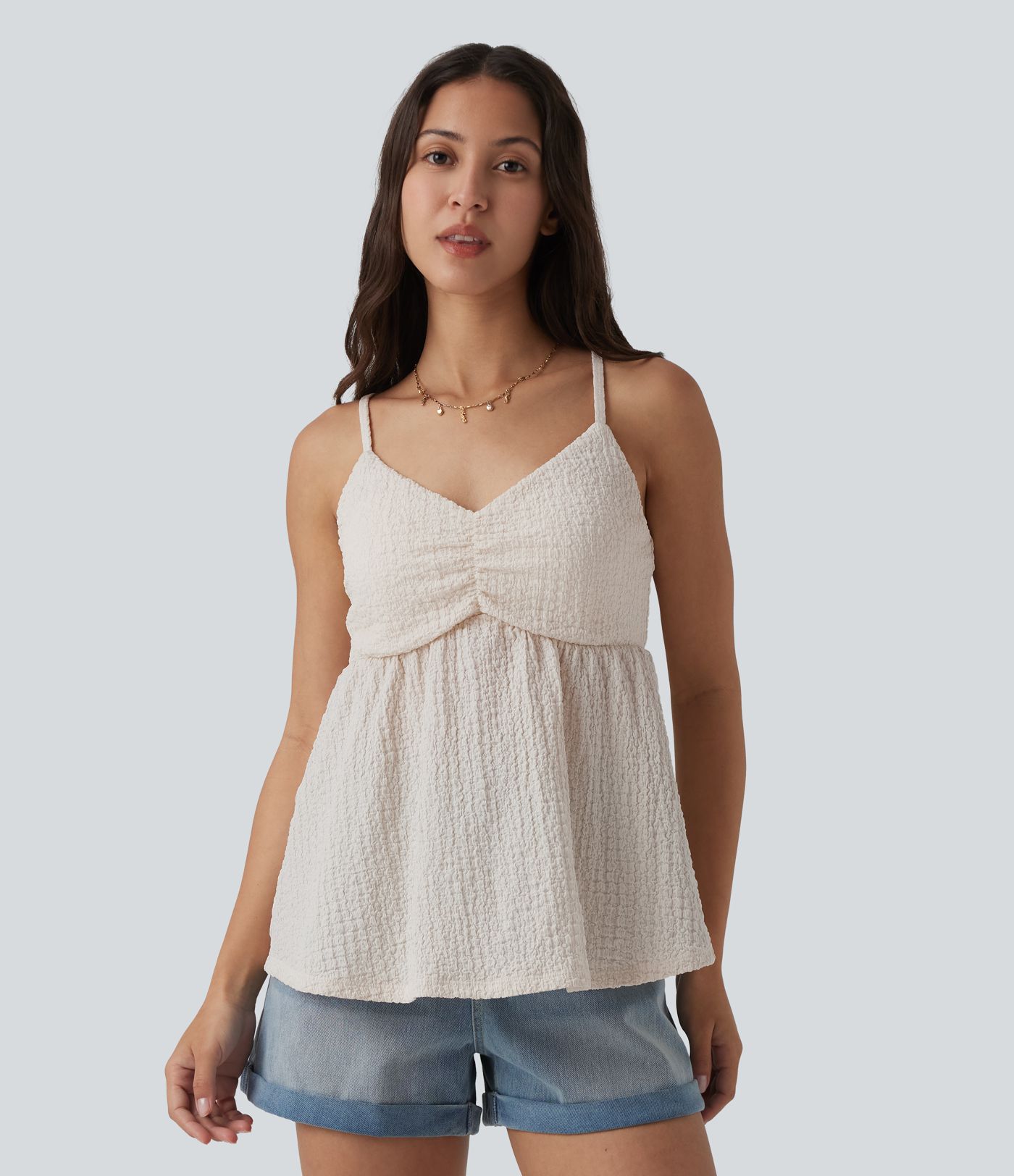 Built-in Bra V Neck Tank Top