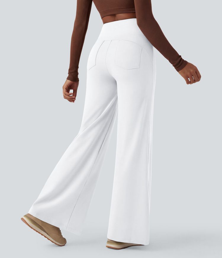 DayStretch High Waisted Tummy Control Wide Leg Yoga Pants with Pockets