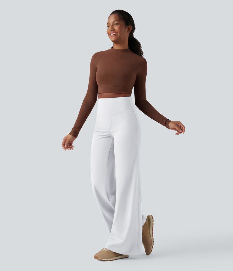 DayStretch High Waisted Tummy Control Wide Leg Yoga Pants with Pockets