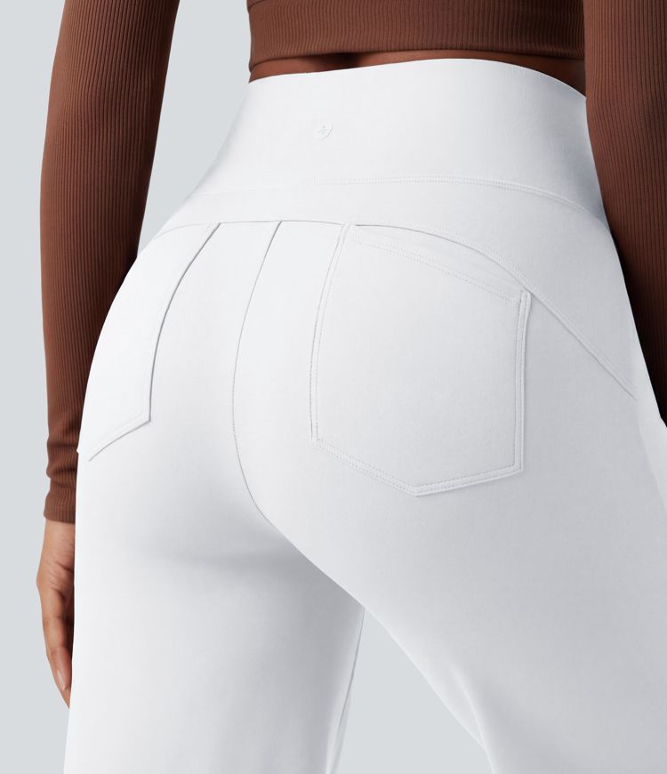 DayStretch High Waisted Tummy Control Wide Leg Yoga Pants with Pockets