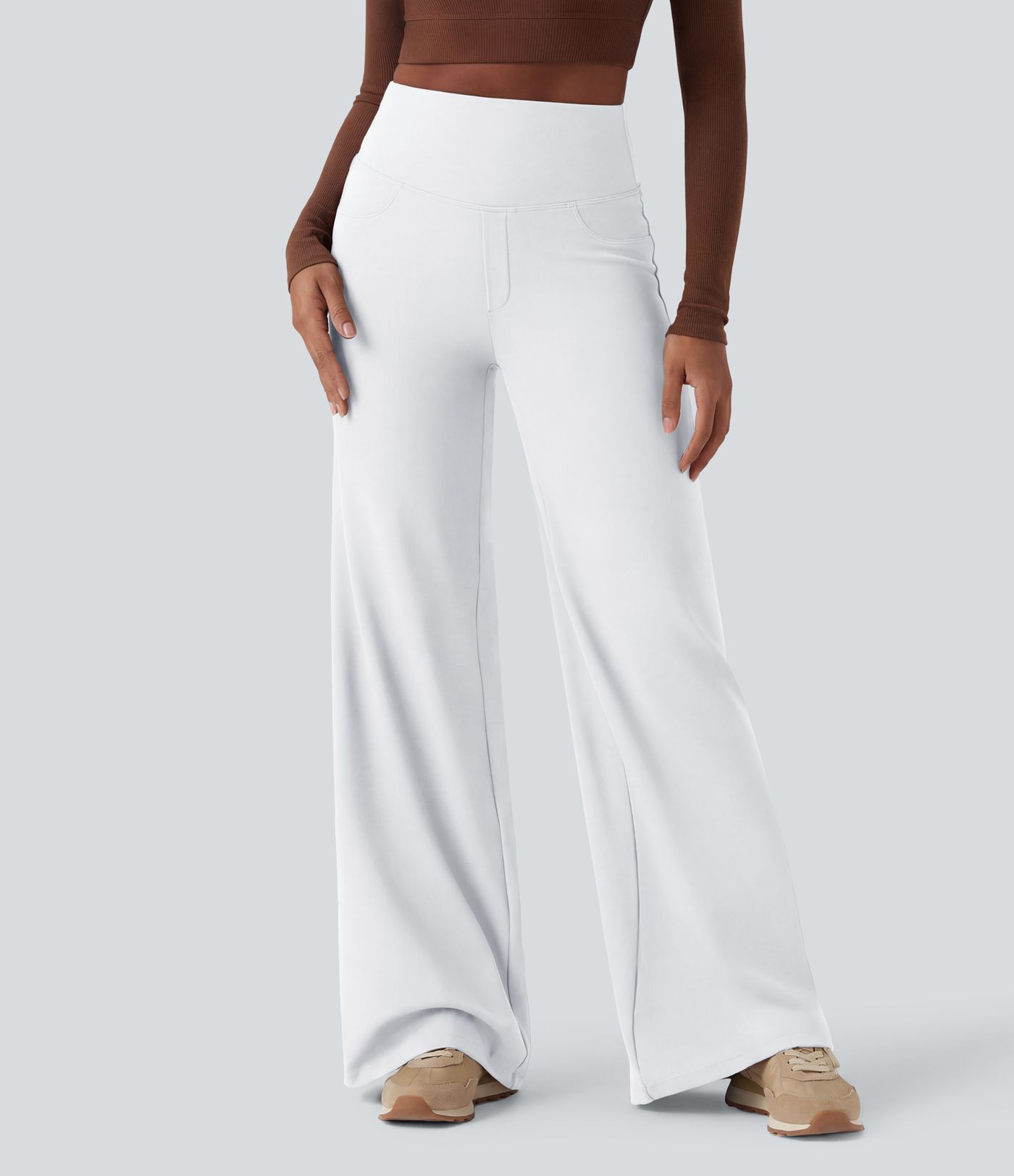 DayStretch High Waisted Tummy Control Wide Leg Yoga Pants with Pockets