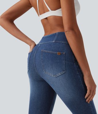 Halara Flex™ Mid Rise Zipper Tummy Control Casual Skinny Jeans with Pockets