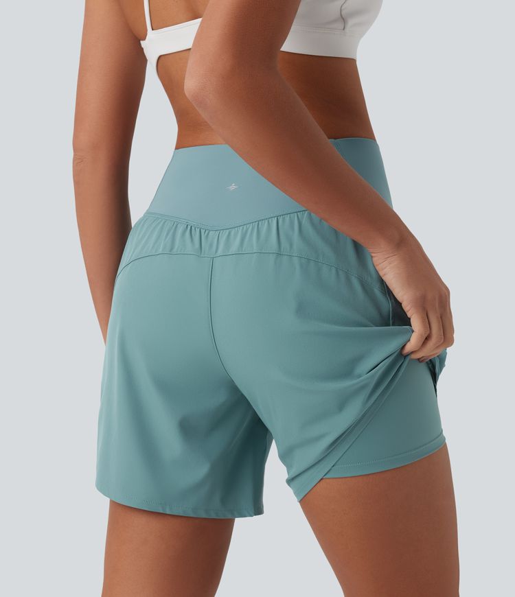 Short yoga 2-en-1 Breezeful™ croisé taille haute séchage rapide 12,5 cm avec poches