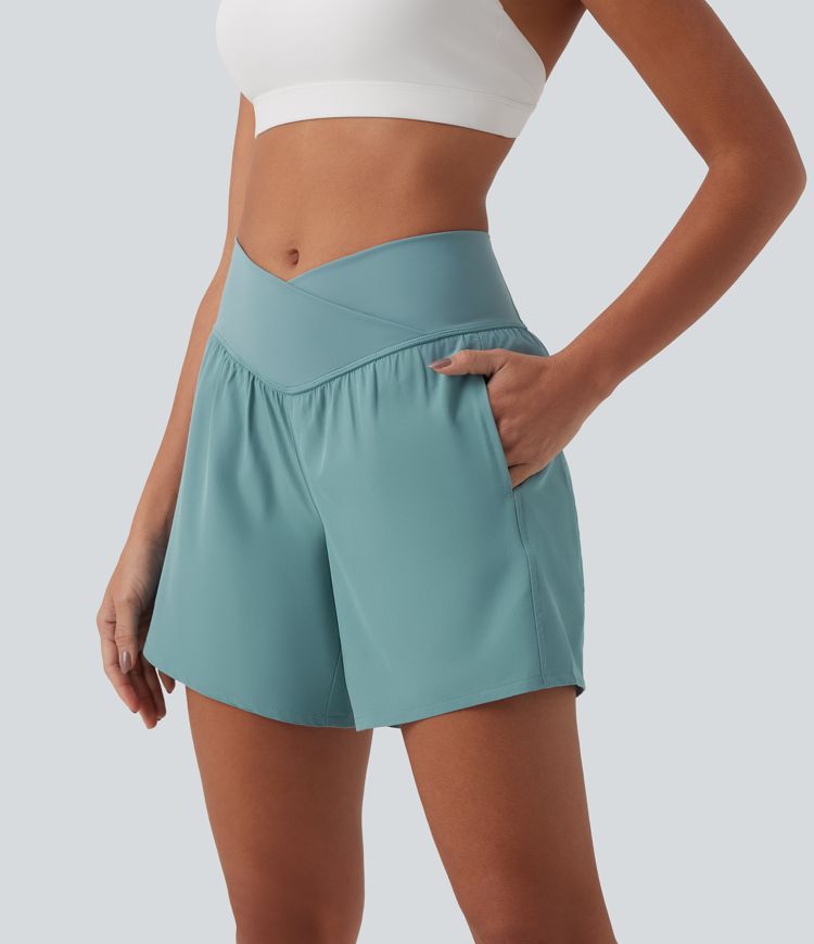 Short yoga 2-en-1 Breezeful™ croisé taille haute séchage rapide 12,5 cm avec poches