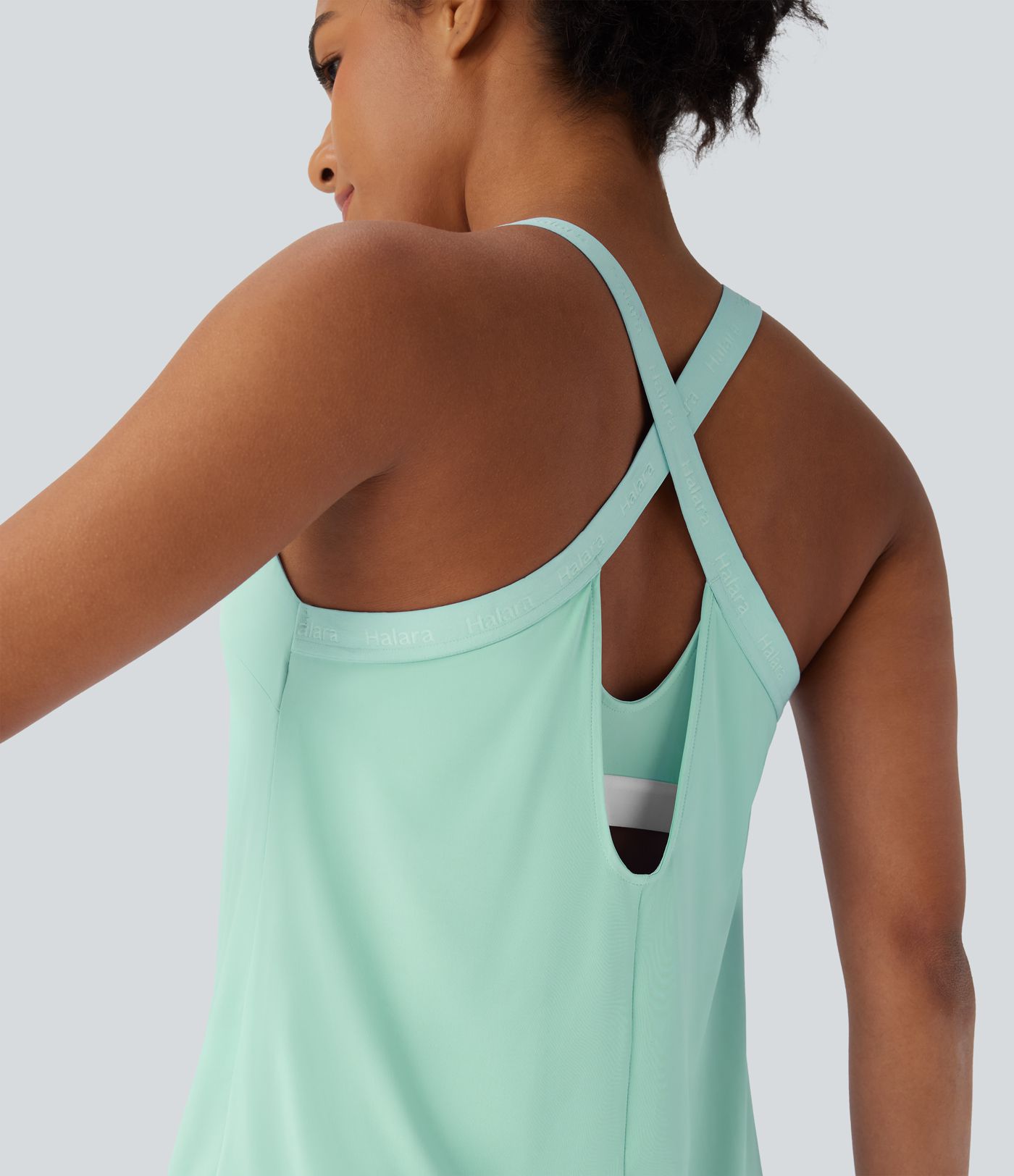 U Neck Backless Crisscross Curved Hem Yoga Tank Vest Top-UPF50+ U Neck Backless Crisscross Curved Hem Yoga Tank Vest Top-UPF50+
