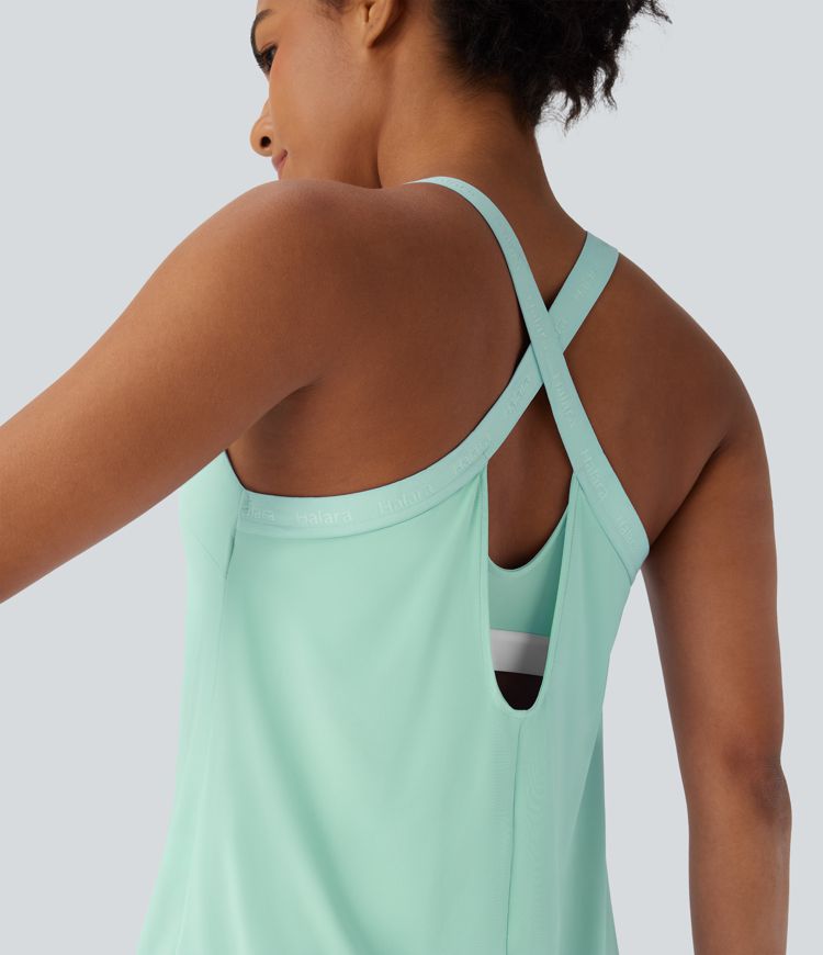U Neck Backless Crisscross Curved Hem Yoga Tank Vest Top-UPF50+ U Neck Backless Crisscross Curved Hem Yoga Tank Vest Top-UPF50+
