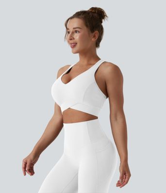 Halara UltraSculpt™ Light Support V Neck Racerback Running Sports Bra D-F Cups