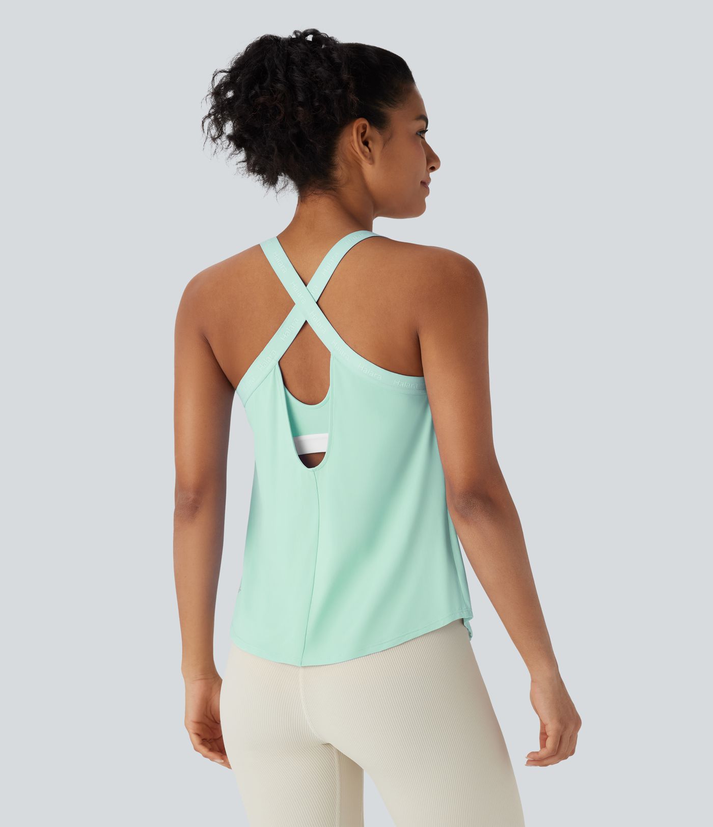 U Neck Backless Crisscross Curved Hem Yoga Tank Vest Top-UPF50+ U Neck Backless Crisscross Curved Hem Yoga Tank Vest Top-UPF50+