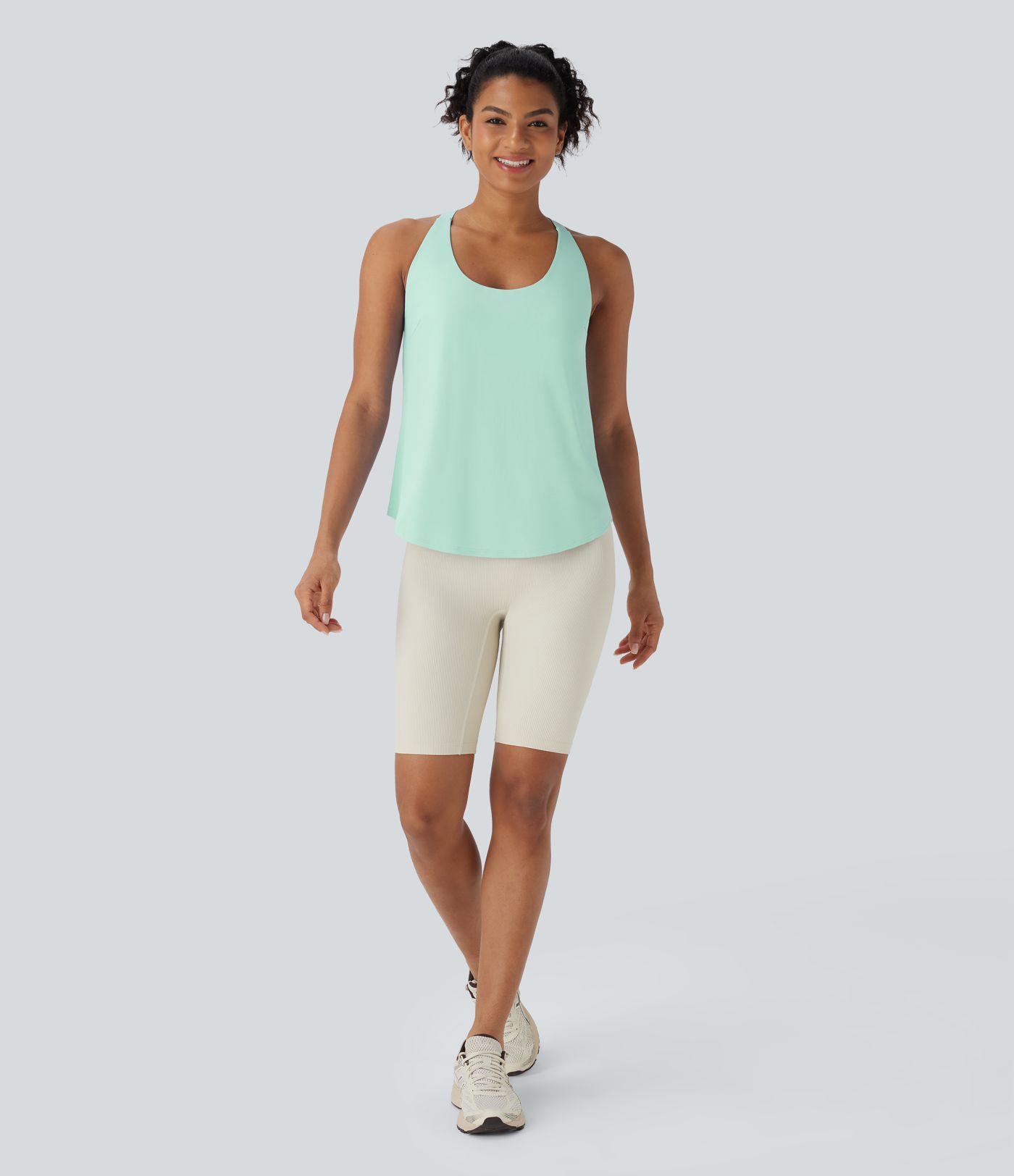 U Neck Backless Crisscross Curved Hem Yoga Tank Vest Top-UPF50+ U Neck Backless Crisscross Curved Hem Yoga Tank Vest Top-UPF50+