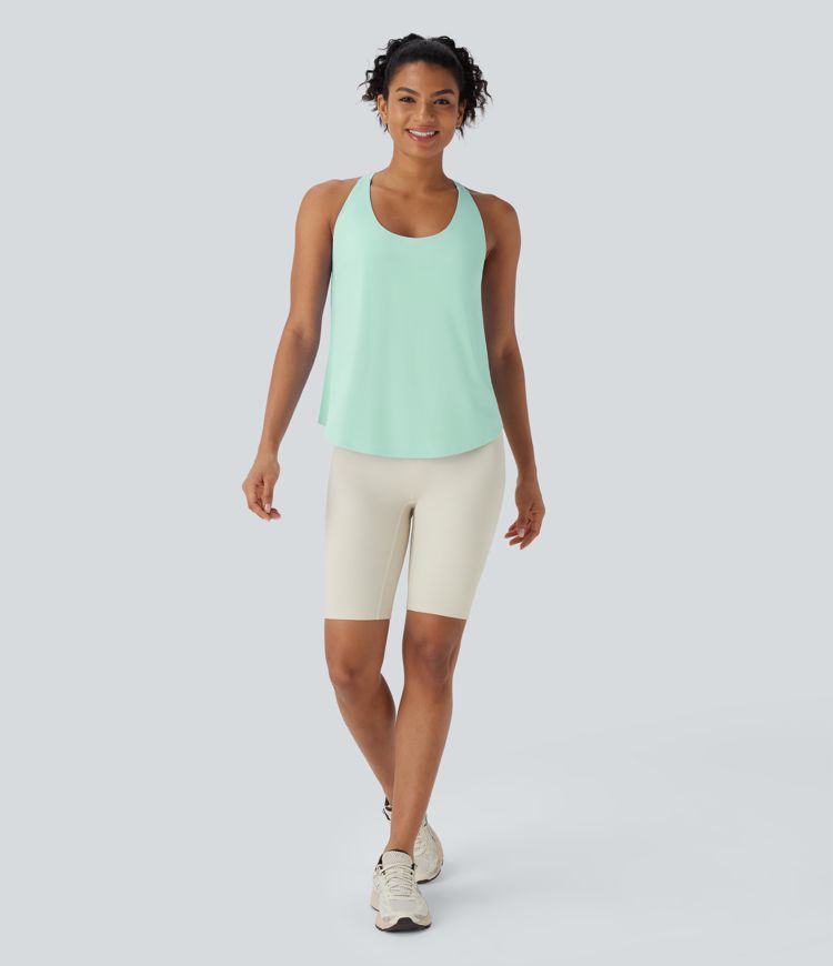 U Neck Backless Crisscross Curved Hem Yoga Tank Vest Top-UPF50+ U Neck Backless Crisscross Curved Hem Yoga Tank Vest Top-UPF50+