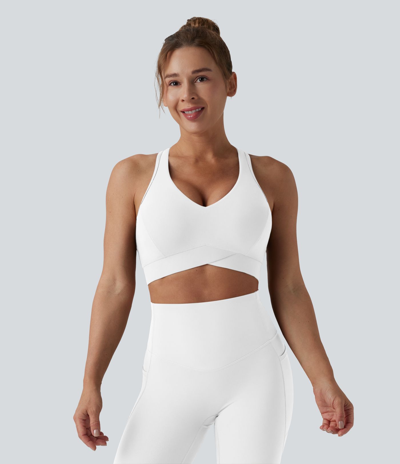 Halara UltraSculpt™ Light Support V Neck Racerback Running Sports Bra D-F Cups