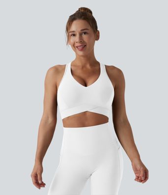 Halara UltraSculpt™ Light Support V Neck Racerback Running Sports Bra D-F Cups