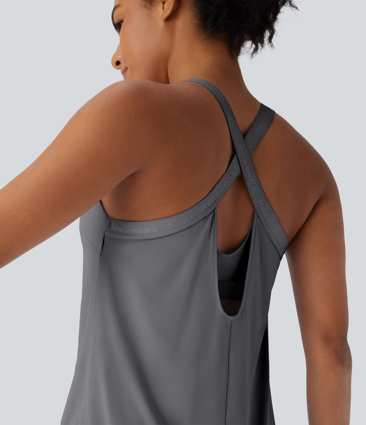 U Neck Curved Hem InstantCool Yoga Tank Top-UPF50+