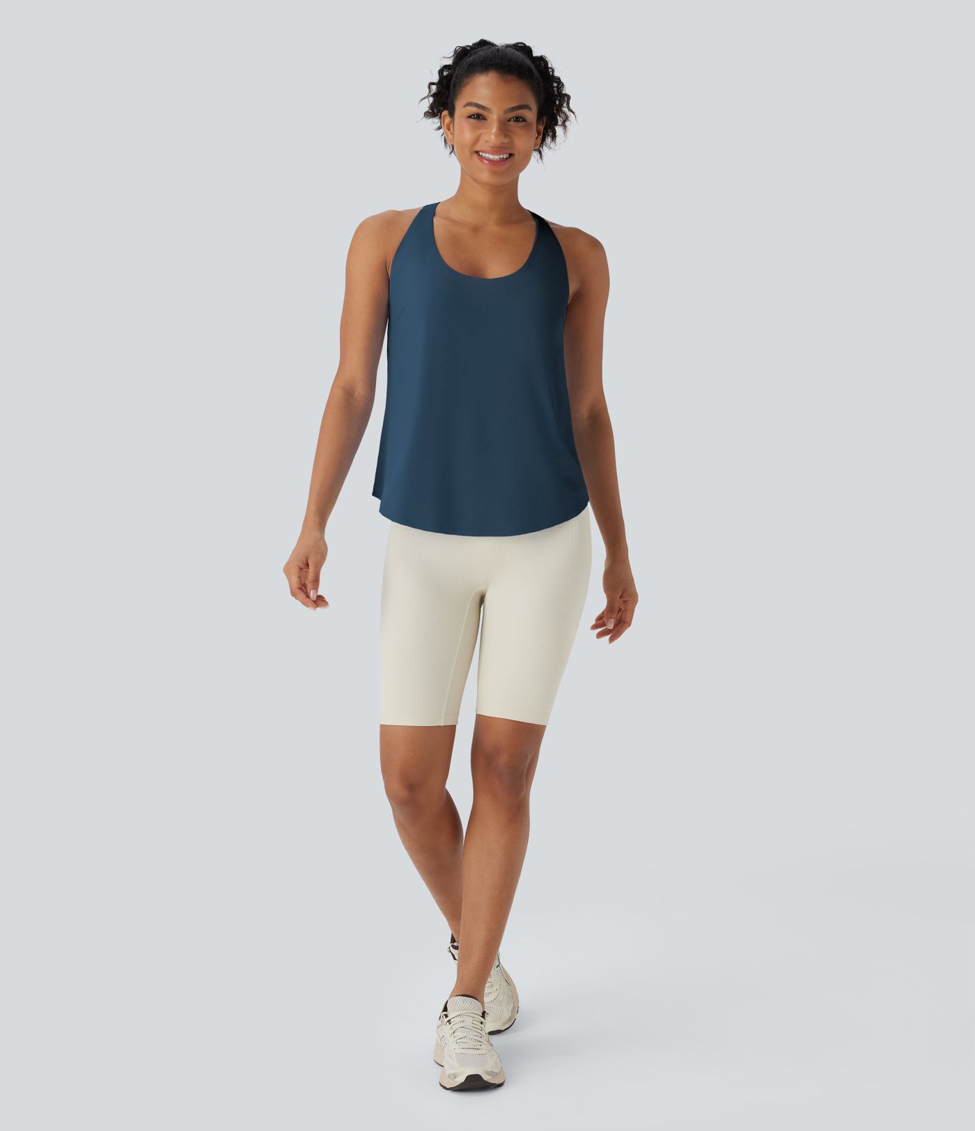 U Neck Curved Hem Cool Touch Yoga Tank Top-UPF50+