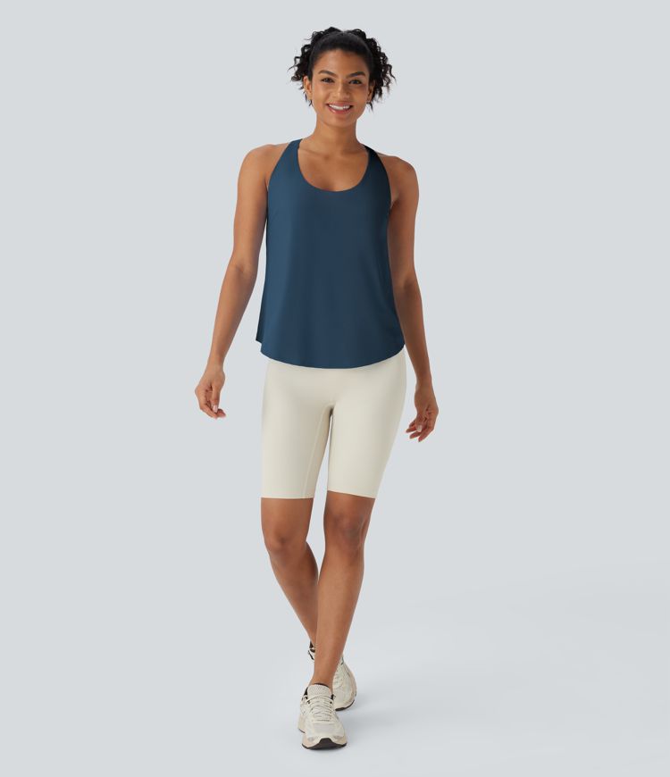 U Neck Curved Hem Cool Touch Yoga Tank Top-UPF50+