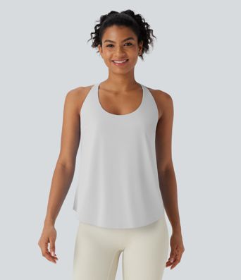 U Neck Curved Hem Cool Touch Yoga Tank Top-UPF50+