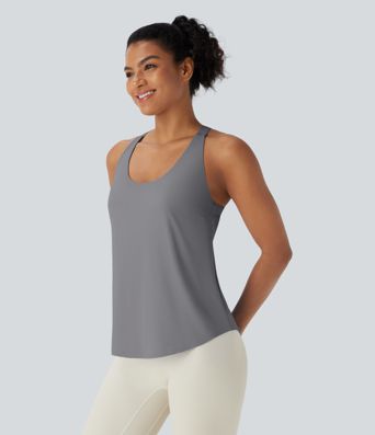 U Neck Curved Hem InstantCool Yoga Tank Top-UPF50+