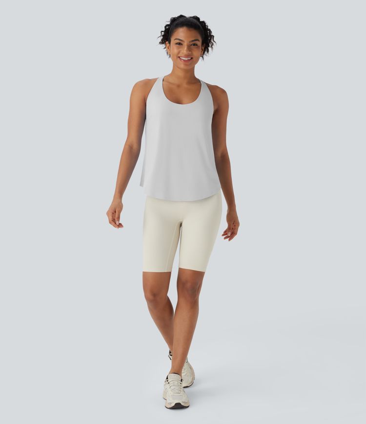 U Neck Curved Hem Cool Touch Yoga Tank Top-UPF50+