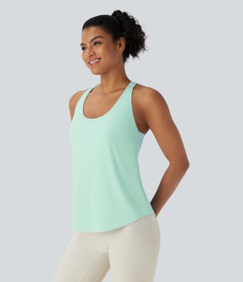 U Neck Backless Crisscross Curved Hem Yoga Tank Vest Top-UPF50+ U Neck Backless Crisscross Curved Hem Yoga Tank Vest Top-UPF50+