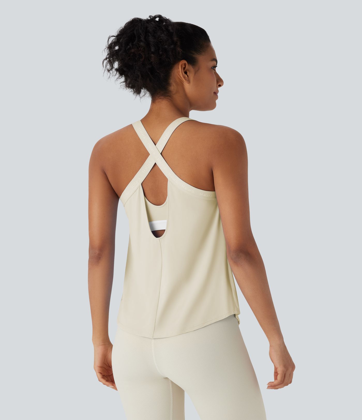 U Neck Curved Hem Cool Touch Yoga Tank Top-UPF50+