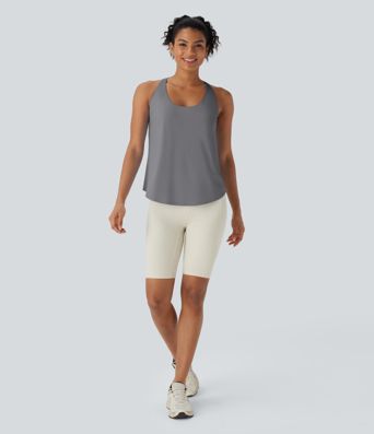 U Neck Curved Hem InstantCool Yoga Tank Top-UPF50+