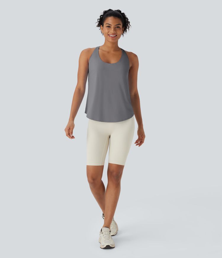 U Neck Curved Hem InstantCool Yoga Tank Top-UPF50+