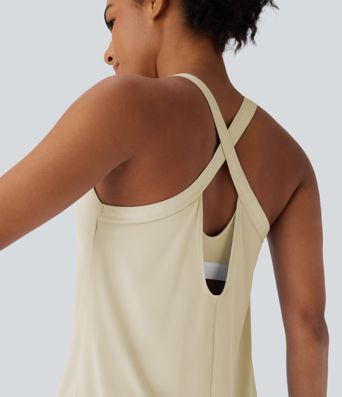 U Neck Curved Hem Cool Touch Yoga Tank Top-UPF50+