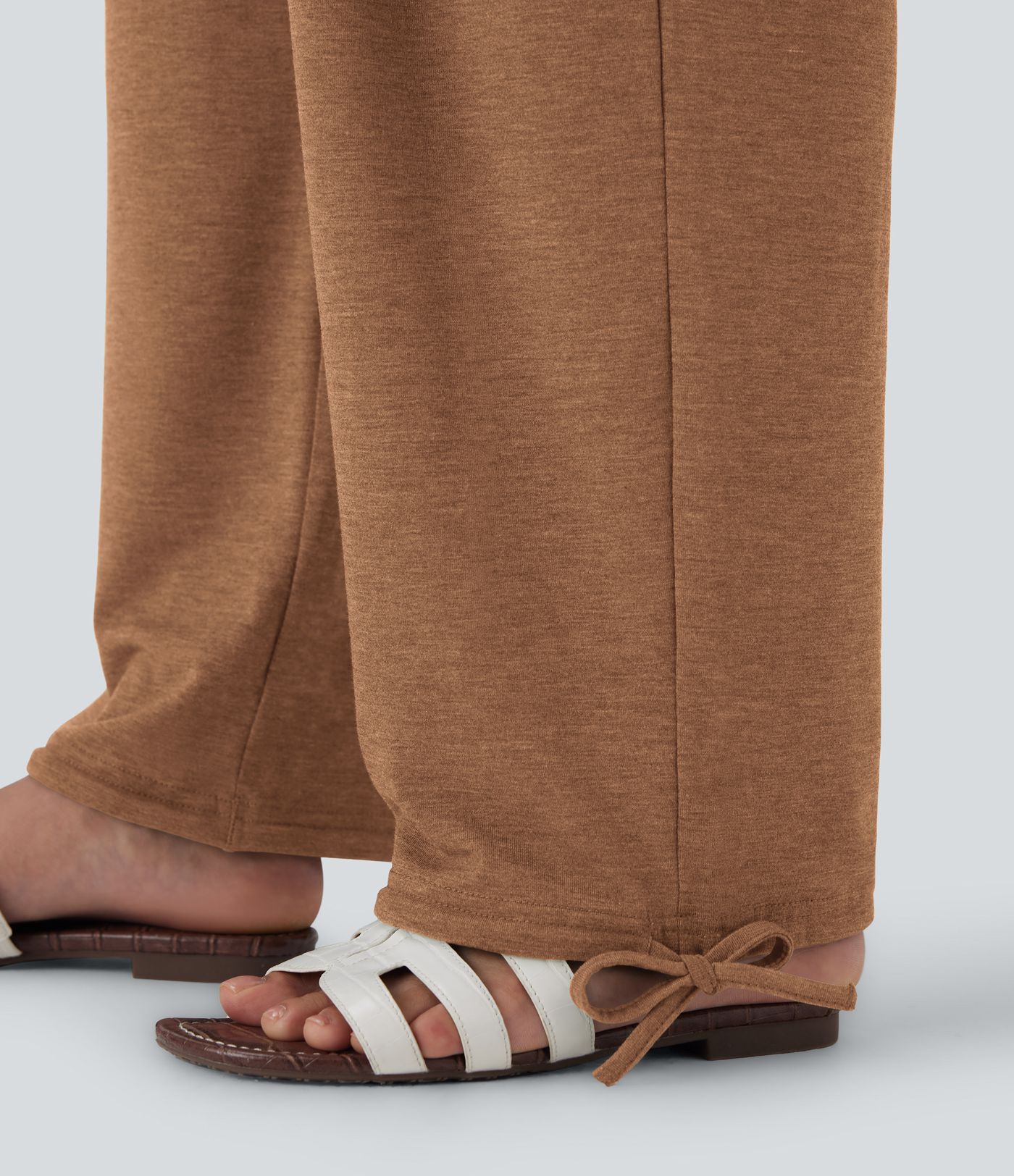 Crossover High Waisted Pocket Drawstring Casual Joggers