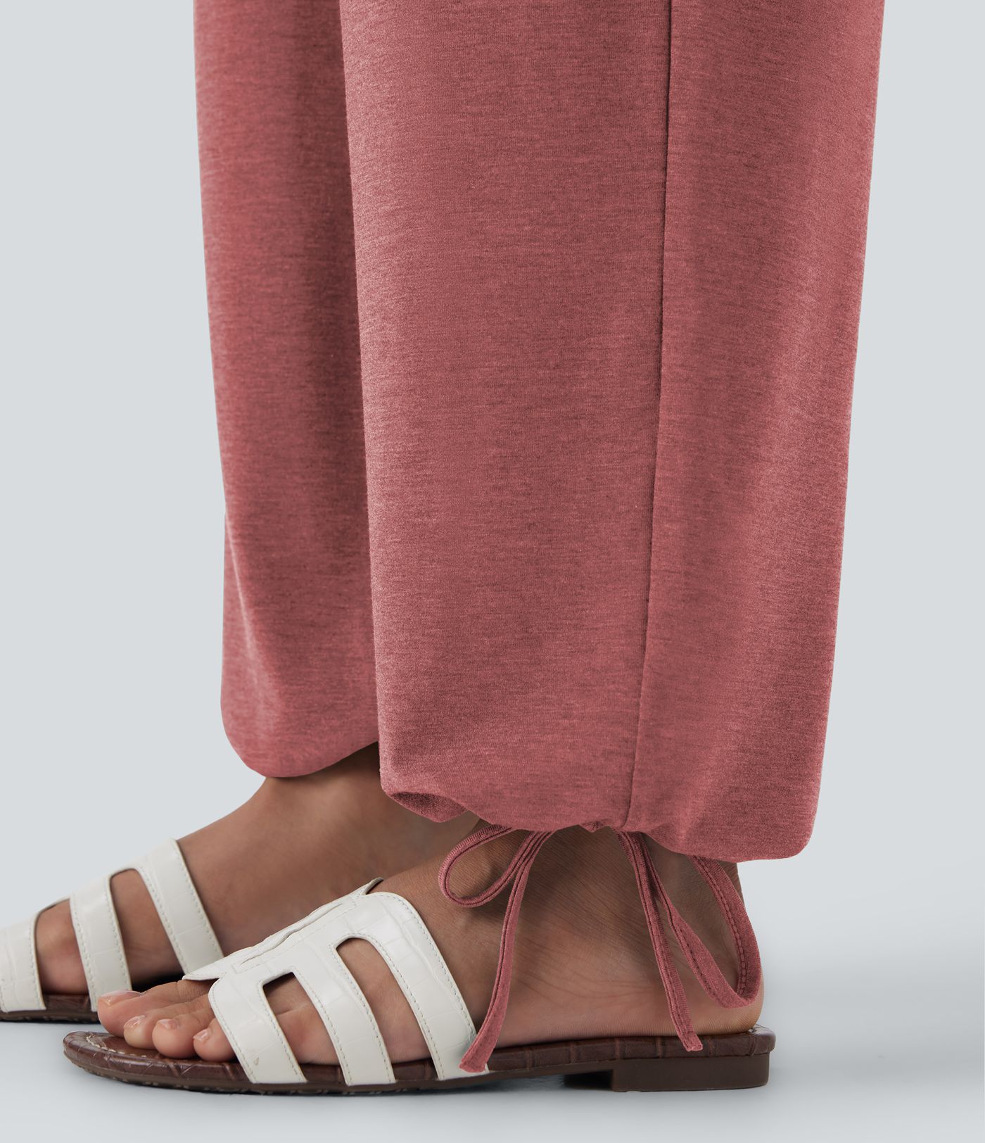 Crossover High Waisted Pocket Drawstring Casual Joggers