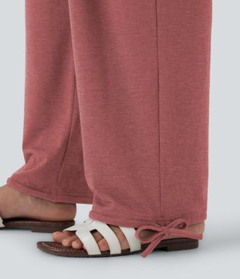 Crossover High Waisted Pocket Drawstring Casual Joggers