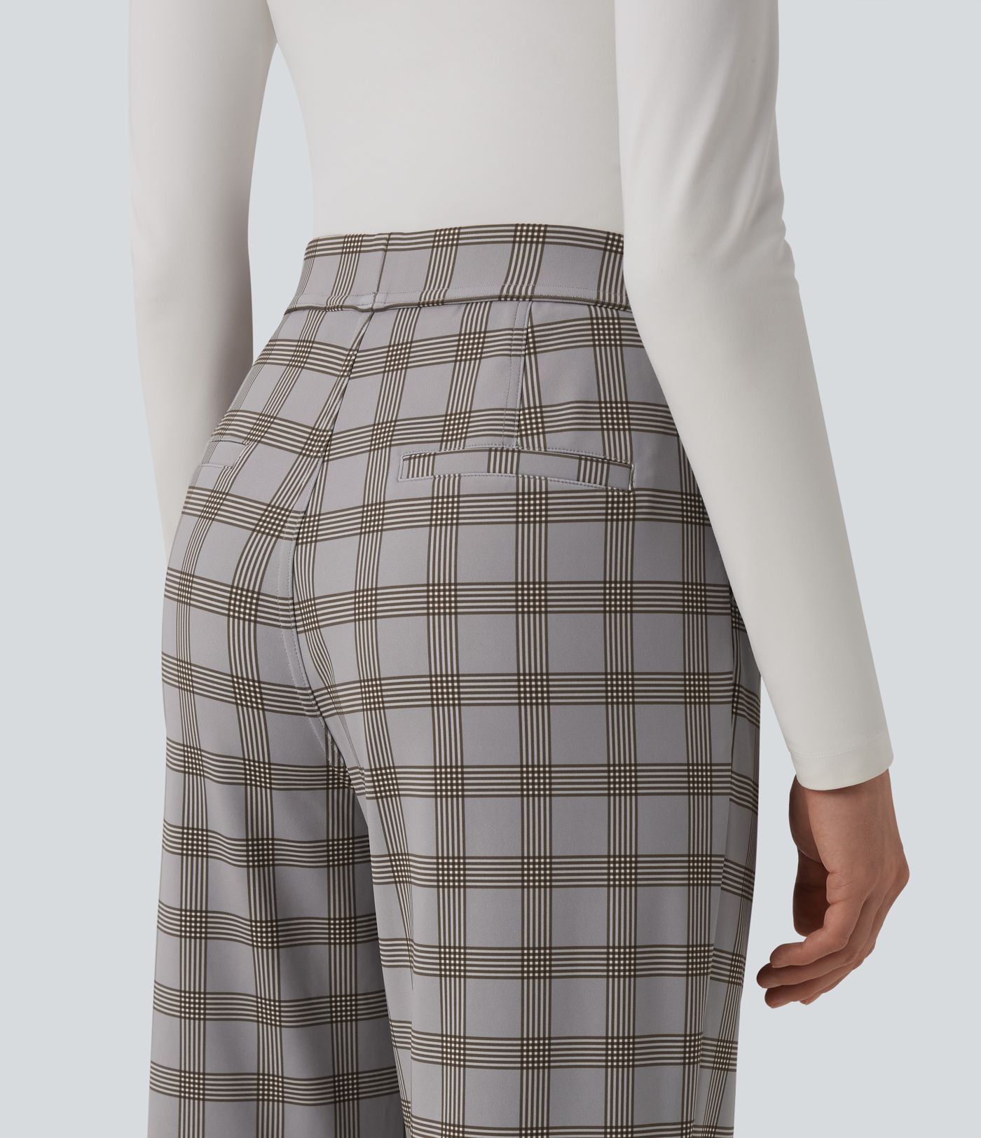 Halara Flex™ High Waisted Plaid Work Flare Pants with Pockets