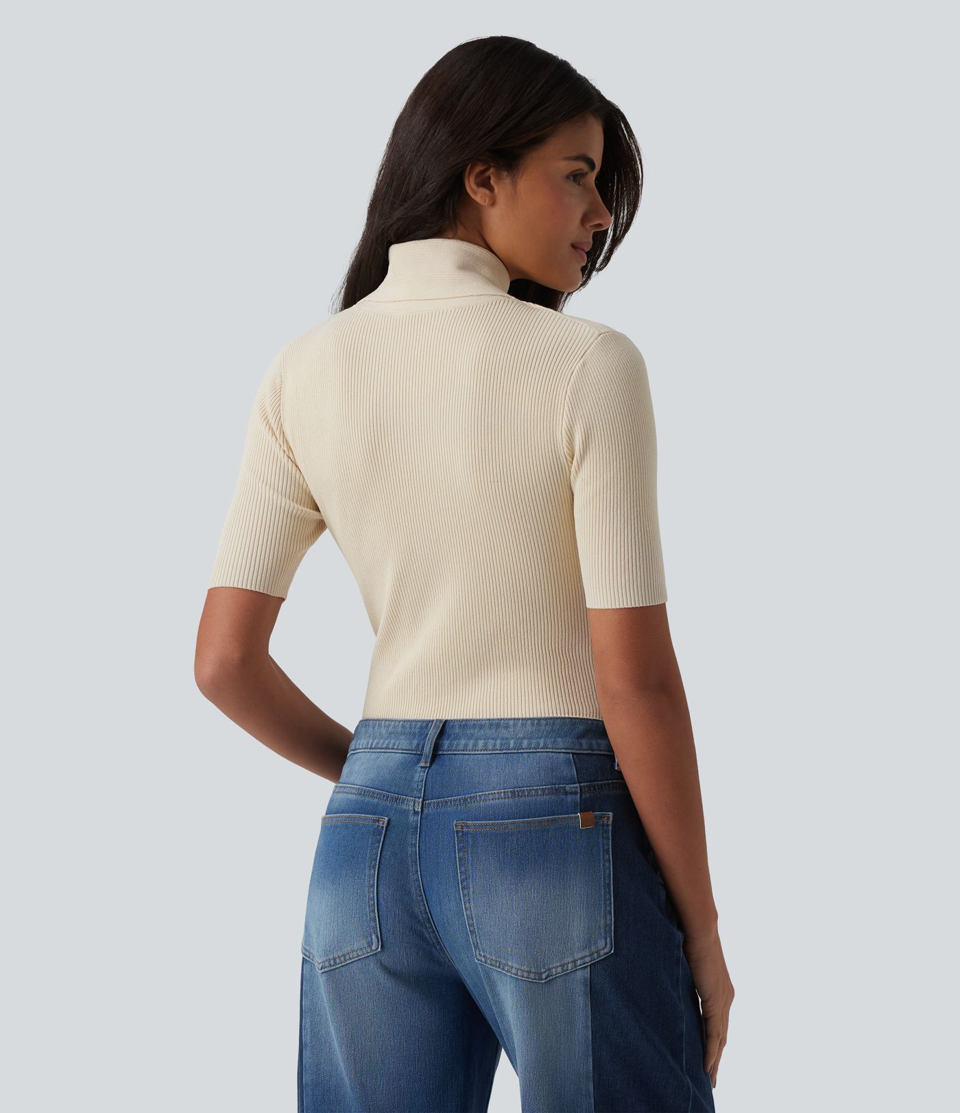 Cut Out Short Sleeve Workout Sweater