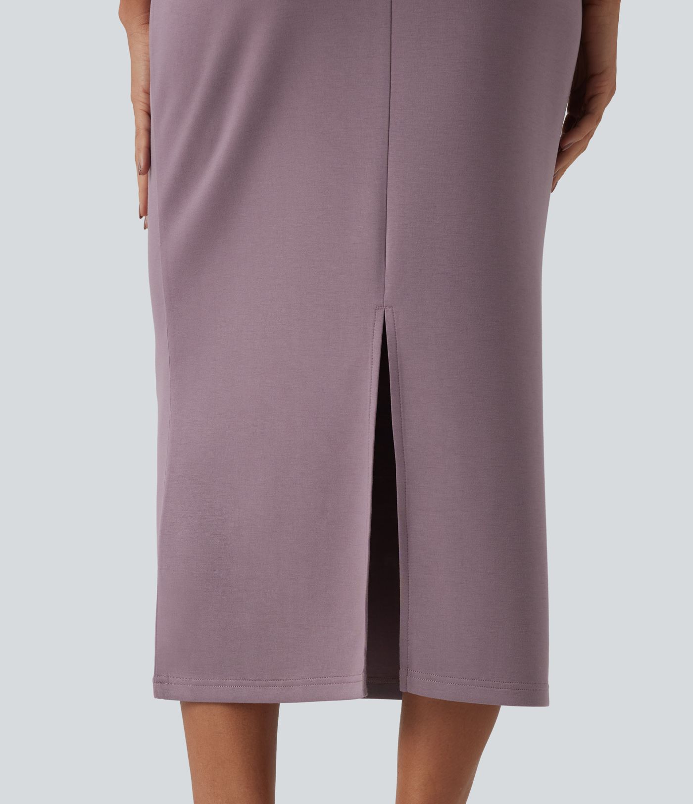 High Waisted Drawstring Midi Casual Pencil Skirt with Pockets
