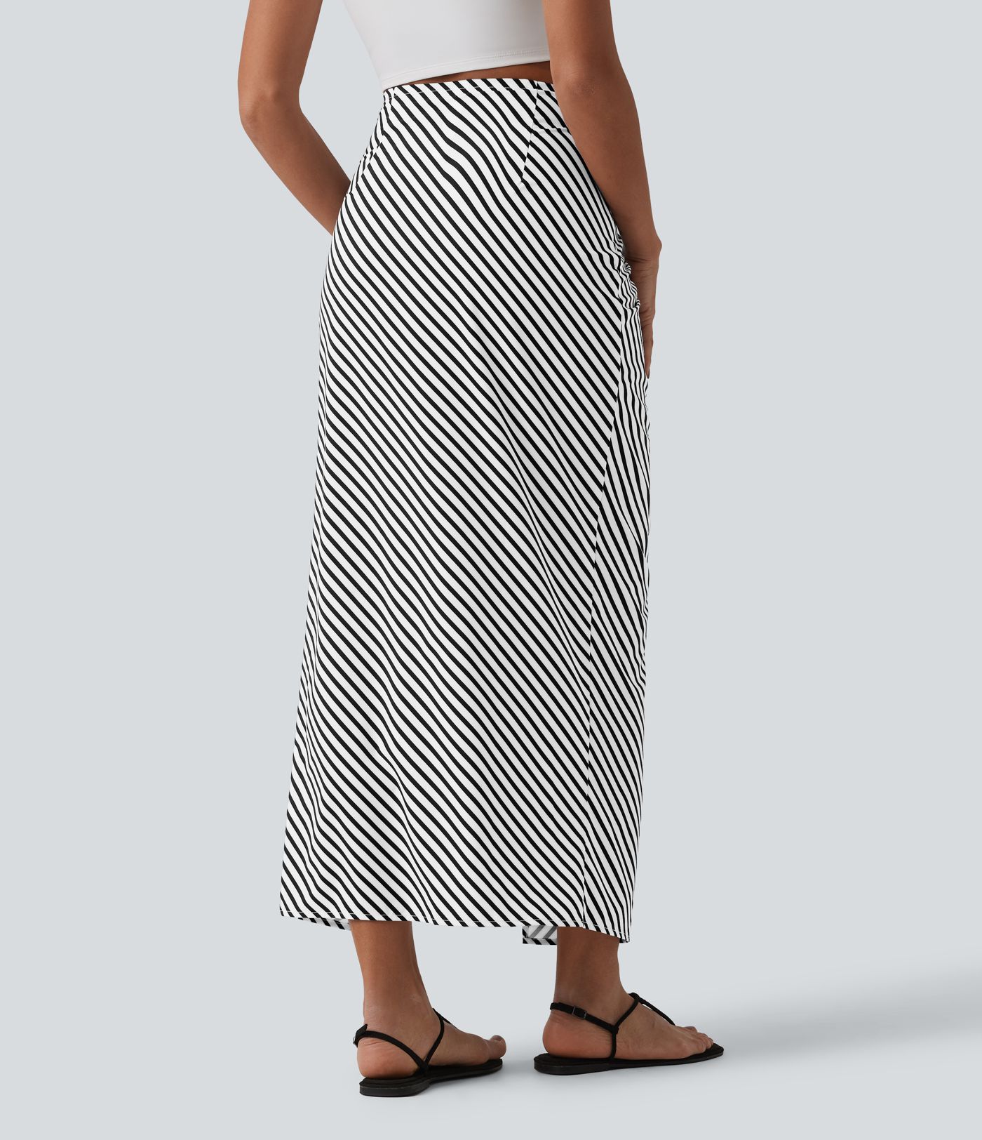 Mid Rise Tie Front Bodycon Ruched Floral/Stripe Print Maxi Skirt Mid Rise Tie Front Bodycon Ruched Floral/Stripe Print Maxi Skirt