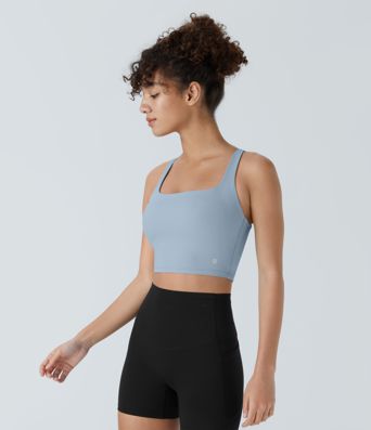 SoftlyZero™ Airy Square Neck Backless Crisscross Cropped  Yoga Tank Vest Top-UPF50+ A-C Cups