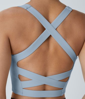 SoftlyZero™ Airy Square Neck Backless Crisscross Cropped  Yoga Tank Vest Top-UPF50+ A-C Cups